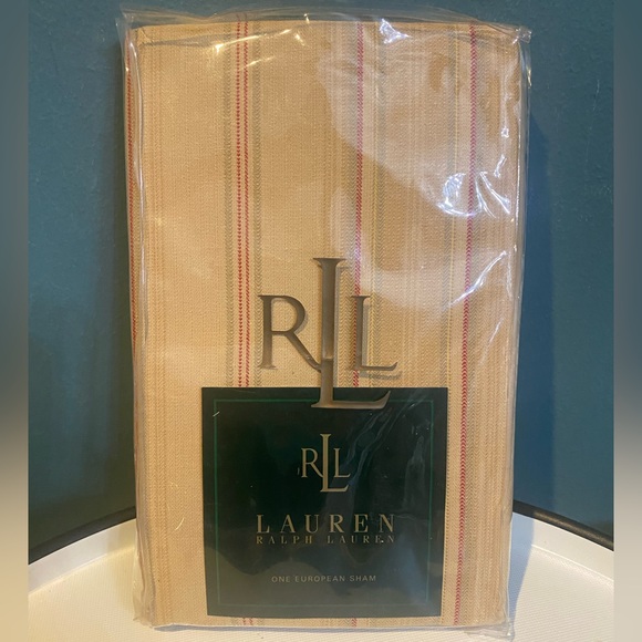 NIP RALPH LAUREN WOODSTOCK GARDEN Tan multi stripe EURO European SHAM - Picture 1 of 5